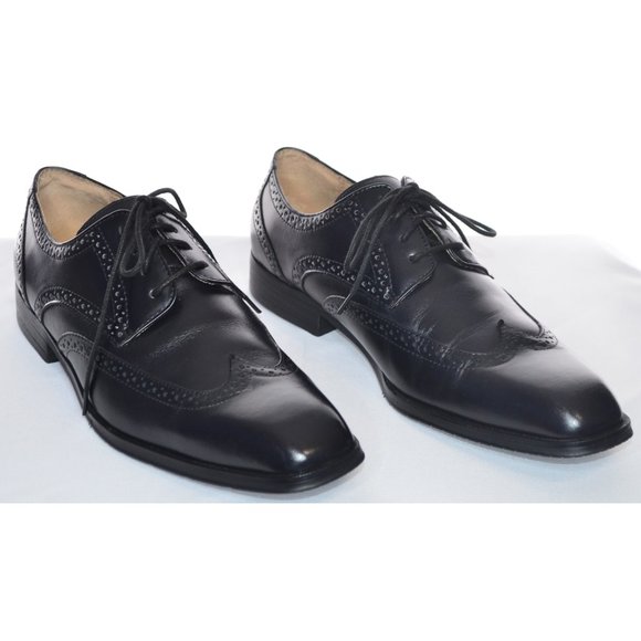 Joseph Abboud Wingtip Brogue Oxford Lace Up Dress Shoes Black Size 9 1/2 D - Picture 1 of 12